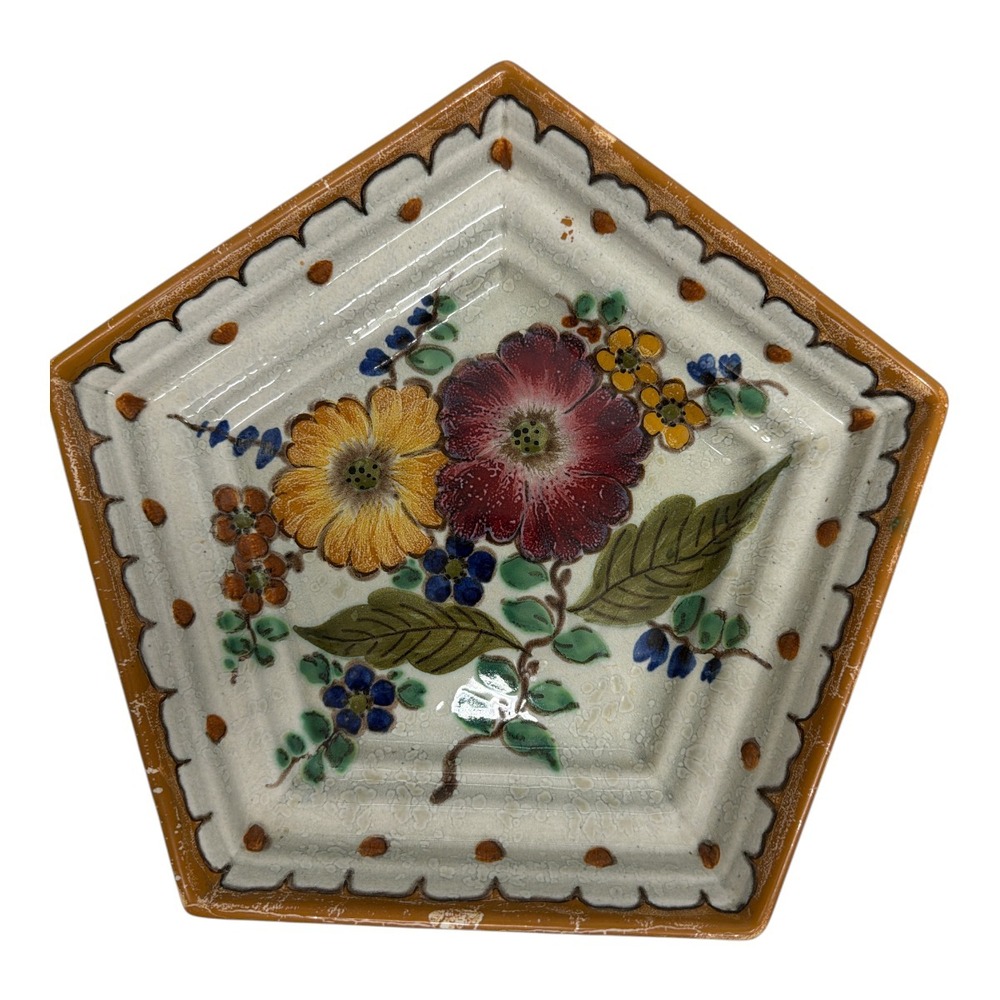 Royal Holland Zuid Gouda 9" Trinket Bowl Plate Pentagonal Hand Painted EUC